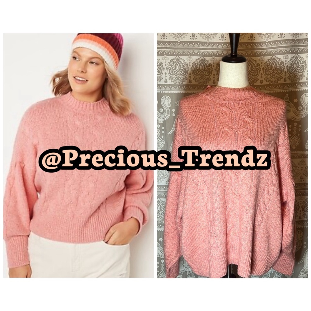 Old Navy Mock-Neck Heathered Cable-Knit Sweater Cottagecore Size XXL